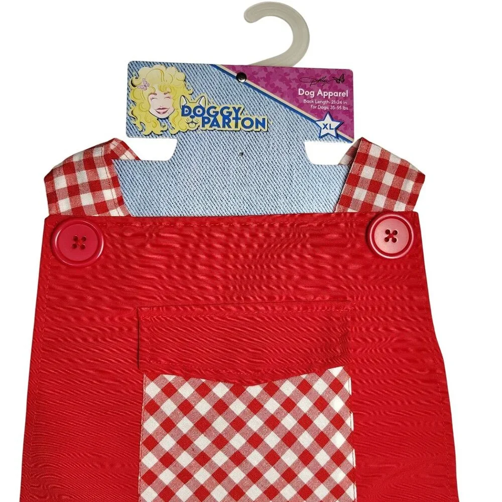 Doggy Parton Dog XL Red and White Gingham Pet Dress